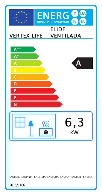 Estufa de leña ECO ELIDE-1 ventilada de 6,3 kw