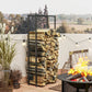 Estante para Leña Outsunny Metal Negro 65x25x150 cm