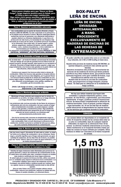 Palet de leña 100% encina de 750 kg (aprox)