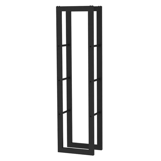 Leñero de Interior Kekai Rack II 40x25x150 cm Almacenaje de Madera con Estructura de Acero Galvanizado, Color Negro