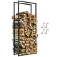 Estante para Leña Outsunny Metal Negro 65x25x150 cm
